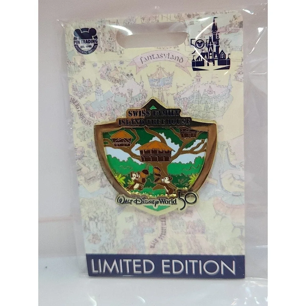 Disney Pin SWISS‎ FAMILY TREEHOUSE Attraction Crest 50th Anniversary LE 145000
